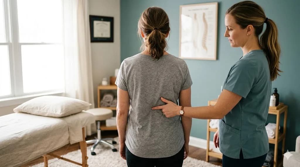 Adult back posture being examined — scoliosis treatment at Back and Body in Shelby Township, MI