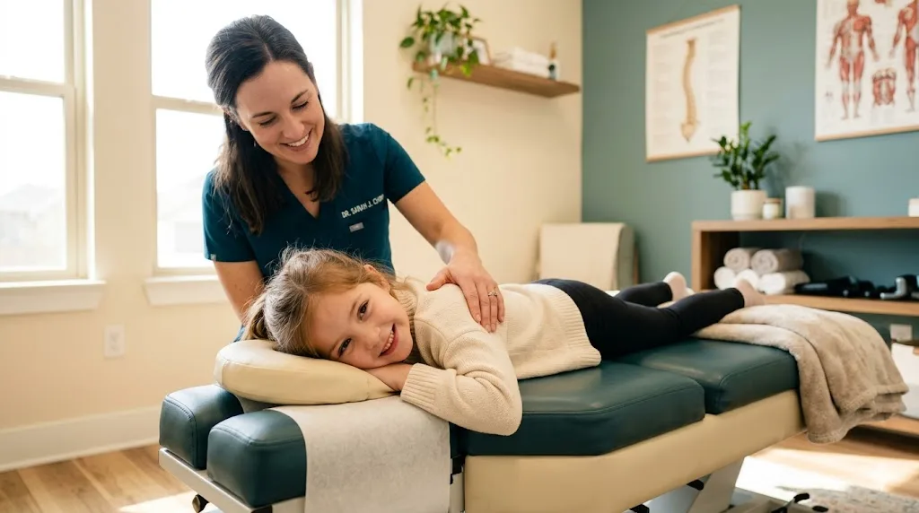 Young child receiving gentle chiropractic care — pediatric chiropractic at Back and Body in Shelby Township, MI